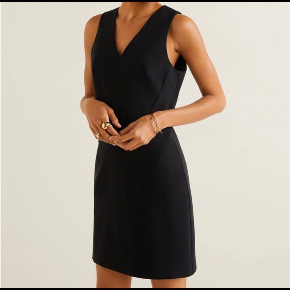 Mango Black Solid Mini Sheath Dress - image 2